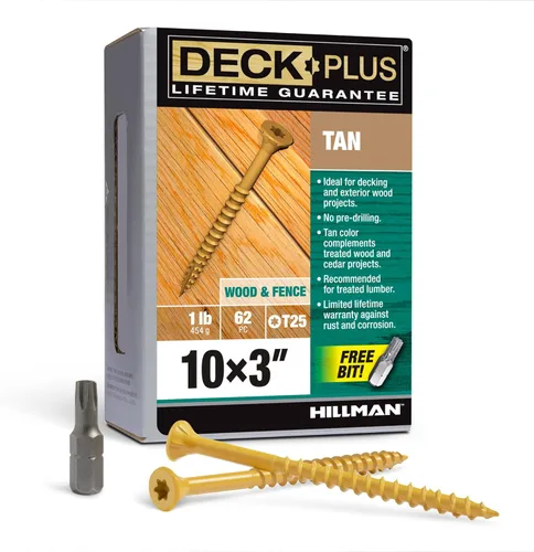 Miniatura 53 de Deck Plus Tornillos para valla y madera exterior con revestimiento epoxi de 3 pulgadas #10 x 3 Torx/Star Drive Incluido, rosca gruesa, tornillo