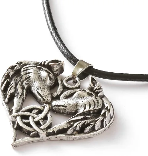 Miniatura 2 de HAQUIL Viking Jewelry - Collar con colgante de cuero para parejas de lobo para hombres y mujeres, 19.7 pulgadas, Metal