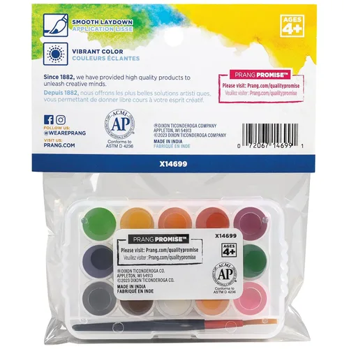 Miniatura 4 de Prang - Juego de acuarelas mini, (paquete grande de 24) bandeja de paleta y pincel, 15 colores surtidos, recuerdos para fiestas de arte, premios