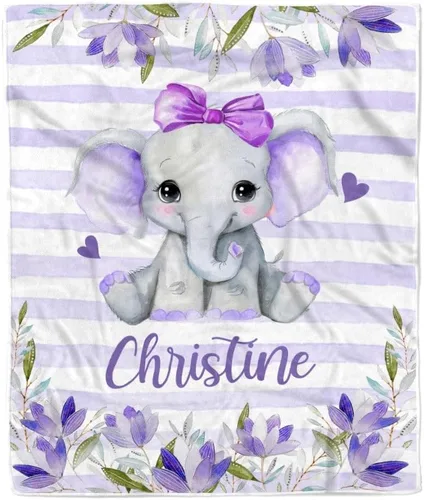 Miniatura 23 de Manta de bebé safari personalizada con nombre personalizado para niñas, hija recién nacida, nieta, sobrina, cumpleaños, manta de forro polar