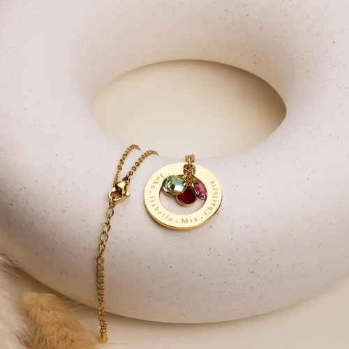 Miniatura 7 de Birthstone Necklace for Mom 1 to 5 Kids Names and Birth Month Stones, Custom Family Jewelry for Women, Personalized Birthday Day, Mother's Day Gift