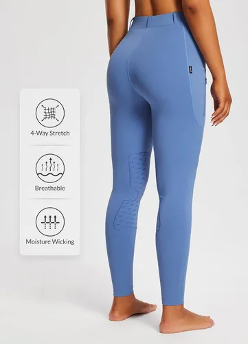 Miniatura 11 de baleaf Pantalones de equitación para mujer, pantalones ecuestres con parche en la rodilla, mallas de equitación con trabillas para cinturón