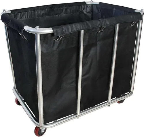Miniatura 8 de Carrito de lavandería comercial con ruedas, carrito de lavandería grande de 11.35 bushel, cesta de lavandería comercial de acero inoxidable Azul