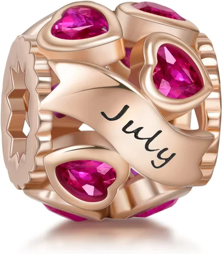 Abalorio de plata de ley 925 con piedra natal de Ningan, abalorio de corazón para pulseras y collares, regalo de cumpleaños para mujeres y niñas