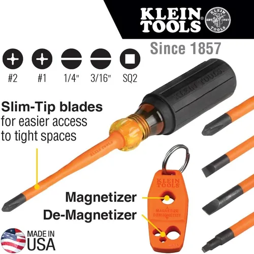Miniatura 2 de Klein Tools 33736INS - Juego de destornilladores aislados, fabricado en Estados Unidos, destornillador de punta delgada de 1000 V con Phillips