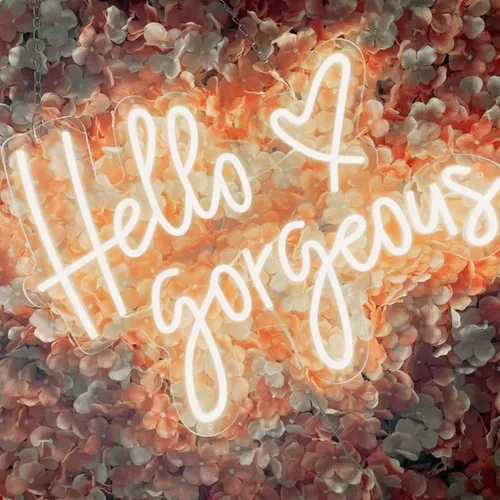 Miniatura 6 de Letrero de neón LED con texto en inglés «Hello Gorgeous LED», luz nocturna de neón para pared, fiesta de cumpleaños, boda, bar, club, decoración