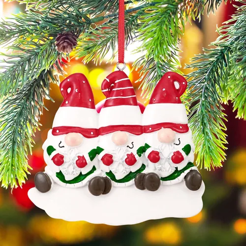 Miniatura 4 de Adornos de Navidad personalizados 2025, familia de 2, 3, 4, 5, 6, gnomo, adorno de Navidad personalizado con nombres, adornos familiares Gnomos