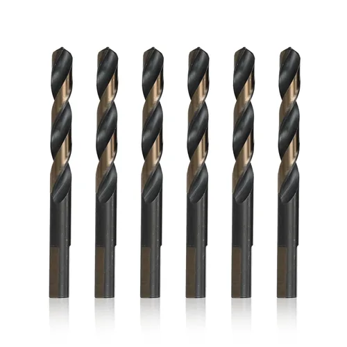 Drill America - KFDML1/2P6 - Broca de acero de alta velocidad de 1/2" en negro y dorado con punta dividida KFD de 3 planos (paquete de 6), serie