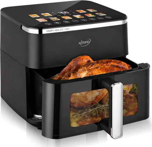 Miniatura 10 de Freidora de Aire 6.5 QT, 8 en 1 con Ventana Visible, Pantalla LED, Control de Temperatura Preciso de 400℉, Recordatorio de Agitación e Indicador