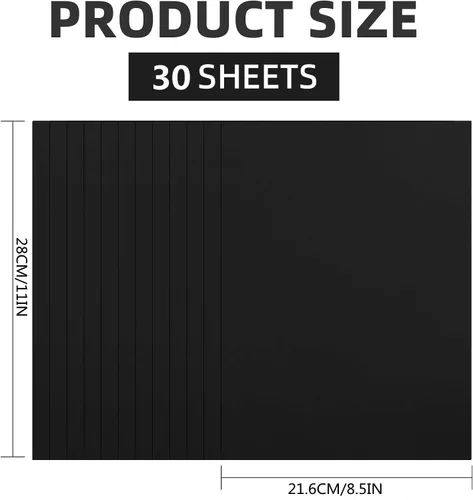 Miniatura 2 de 30 hojas de cartulina negra de 8.5 x 11 pulgadas, 250 gsm/90 libras, papel de cartulina grueso y suave, perfecto para invitaciones, menús, tarjetas