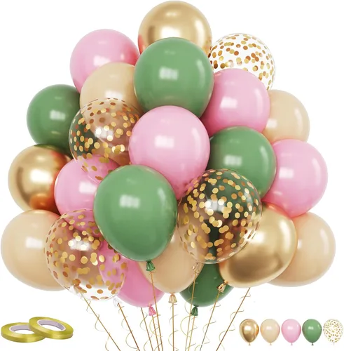 Miniatura 22 de Funhot - Set de globos rosados, 60 globos de látex rosa intenso, 30,5 cm, globos de confeti rosa, globos de fiesta metálicos rosa pastel, helio