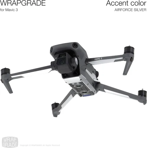 Miniatura 3 de WRAPGRADE Adhesivos parciales para DJI Mavic 3 / Mavic 3 Classic Accent Color (AIRFORCE SILVER)