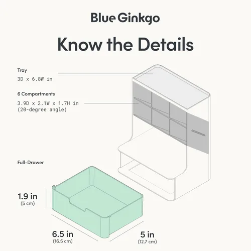 Miniatura 4 de BLUE GINKGO Organizador de escritorio Hive – Organizador vertical de 6 compartimentos, almacenamiento de cajón completo – Porta bolígrafos que Verde