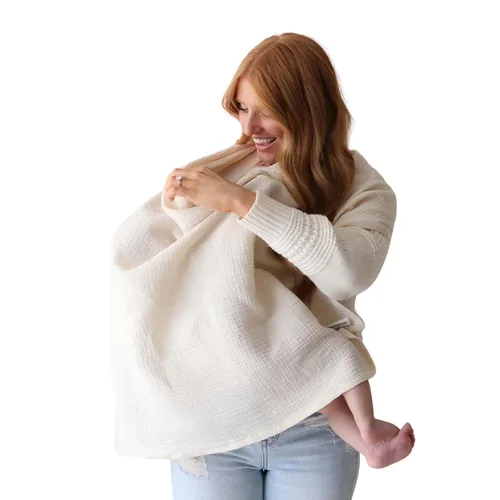 Miniatura 13 de Snuggle Me® Funda de lactancia – 100% muselina de algodón orgánico para lactancia materna del bebé con anillo de mordedor de silicona sin BPA