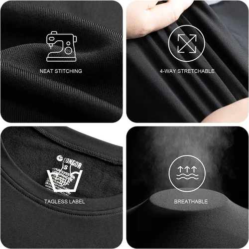 Miniatura 5 de EONGOA Conjunto de ropa interior térmica para hombre con forro polar para esquí, invierno, capa base cálida para clima frío