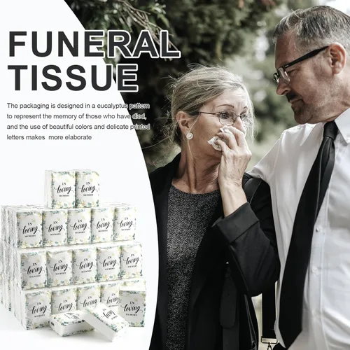 Miniatura 5 de Eaasty Paquete de 100 pañuelos faciales funerarios en memoria amorosa, tamaño de viaje, pañuelos de bolsillo, recuerdos fúnebres, mini paquetes