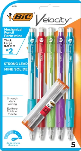 Miniatura 5 de BIC Velocity Lápices Mecánicos, Con Barril Colorido, Punta Media (0.7mm), Paquete de 5 Lápices Mecánicos Con Borrador y Repuestos de Mina