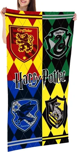 Miniatura 2 de Harry Potter Toalla de playa 28x58 pulgadas Hogwarts Crests Print Multicolor