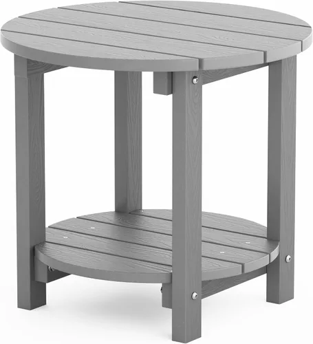 Miniatura 14 de YEFU Adirondack - Mesa auxiliar doble para exteriores, de 18 pulgadas, mesa auxiliar de madera de polietileno, resistente a la intemperie para Negro