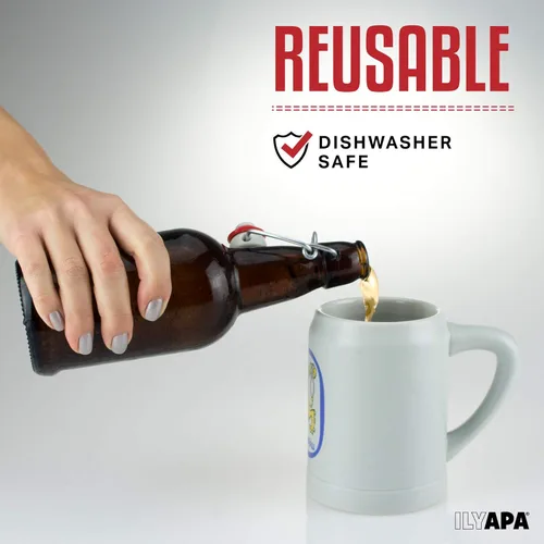Miniatura 6 de Ilyapa Botellas de vidrio de 16 onzas con tapa abatible, color ámbar, paquete de 12 con tapa hermética, para elaboración casera, kombucha