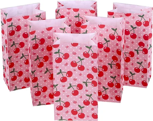 ysmile Bolsa de regalo de fiesta, bolsa de papel para regalo, bolsa de regalo de cereza para niña, cumpleaños, celebración de niños, 24 unidades