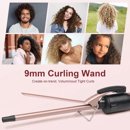 Miniatura 5 de Rizador fino, rizador pequeño de 3/8 pulgadas para cabello corto y largo, barril pequeño de cerámica con 2 temperaturas para rizos apretados