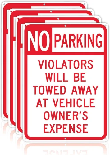 Miniatura 13 de OLANZU Señales de no estacionamiento, paquete de 4 letreros de 10 x 14 pulgadas, metal de grado ingeniero