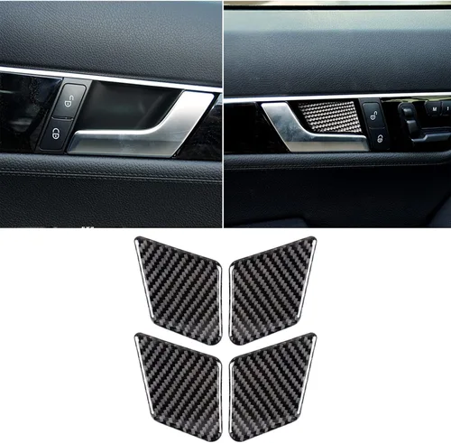 Miniatura 7 de para Mercedes-Benz Clase C W204 2011-2013 Real Cubierta de Panel de Fibra de Carbono Suave para Aire Acondicionado, Adhesivo de Marco de Panel