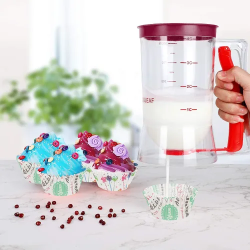 Miniatura 6 de BBSTARZ Separador de masa para magdalenas, crepes, galletas, pasteles, gofres y crema. Separador de masa y crema. Vaso medidor para horneado. rojo