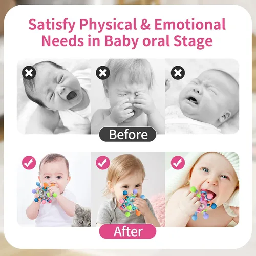 Miniatura 6 de Juguetes de dentición Montessori para bebés de 0-6 y 6-12 meses mordedores para bebés juguetes sensoriales para bebés de 0 3 6 9 12 18 meses