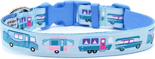 RV Camping Dog Collar - Campers, Vintage Car, Trailer, Motorhome, Teardrop Camper, Pop-Up - 4 Sizes - 1 Inch Wide - Handmade by Green Acorn Kitchen