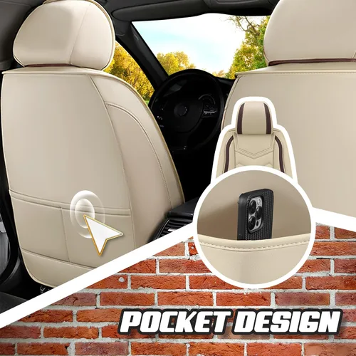 Miniatura 2 de ADERN Fundas de asiento de automóvil para Nissan Altima 2001-2026, funda de asiento de automóvil de piel de napa premium, elegantes fundas de Beige