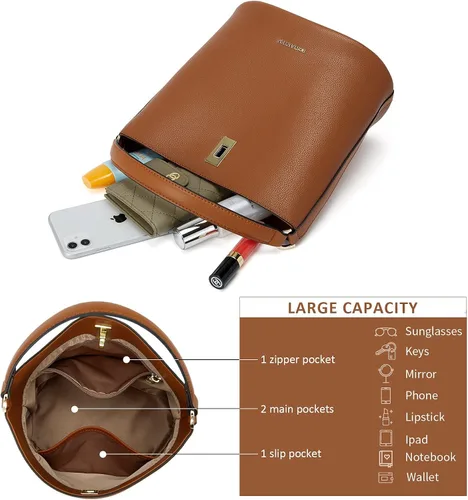 Miniatura 4 de BOSTANTEN - Bolsos de cuero al hombro tipo balde para mujer
