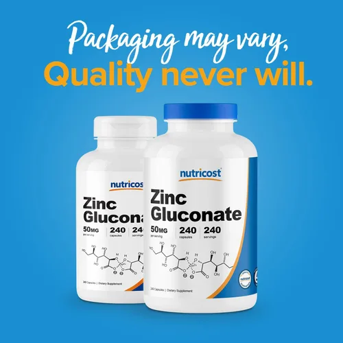 Miniatura 7 de Nutricost Gluconato de zinc 240 cápsulas vegetales (50 mg) (2 botellas) - Sin gluten y sin OMG