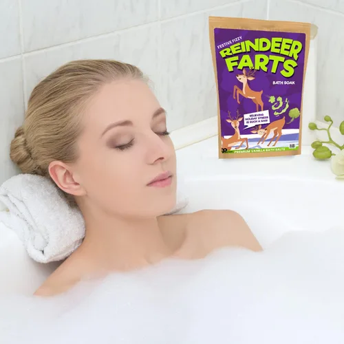 Miniatura 4 de Reindeer Fizzing Bath Soak - Regalo único de broma navideña para niños - Divertidos regalos de baño de Navidad para adolescentes, sales de baño