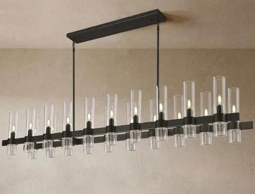 Miniatura 13 de Candelabro de 12 Luces de Latón Redondo 36" Candelabros de Rueda de Vagón de 91 cm para Fijo de Iluminación de Comedor Tubo de Vidrio Transparente