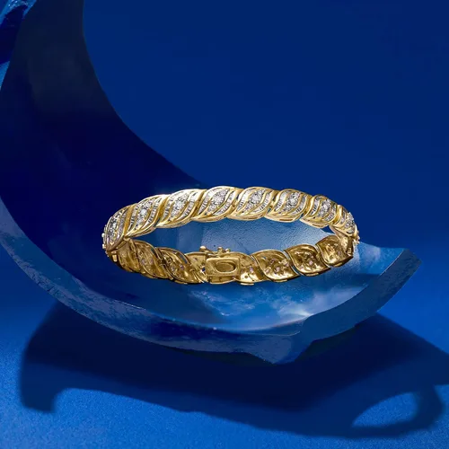 Miniatura 4 de Ross-Simons 1.00 ct. t.w. Diamond Bracelet in 18kt Gold Over Sterling