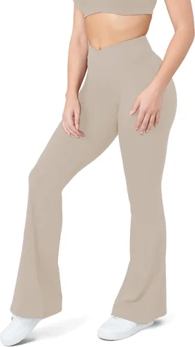 Miniatura 84 de HEGALY Pantalones de yoga acampanados para mujer, leggings cruzados, suaves, de cintura alta, pantalones casuales de entrenamiento con corte de bota