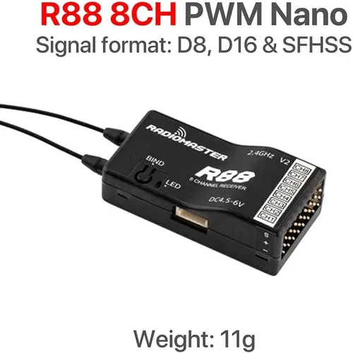 Miniatura 7 de RadioMaster R81 R84 R86 R86C R88 R161 R168 2.4GHz Over 1KM SBUS Nano Receptor Compatible FrSky D8 TX16S Soporte Retorno RSSI (R88 V2 8CH Receptor)