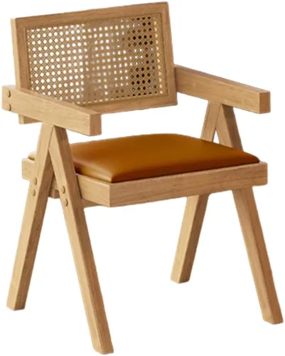Miniatura 28 de YVYKFZD Juego de sillas de comedor de ratán, sillas de comedor de madera, sillas de cocina con respaldo tejido, sillón tapizado, silla auxiliar