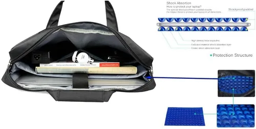 Miniatura 3 de Bolsa para laptop de 18.4 pulgadas de nylon impermeable con amortiguación, apta para laptops de juego de hasta 18 pulgadas, portátiles, computadoras