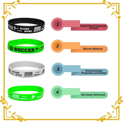 Miniatura 3 de 24 pulseras de silicona para fiestas de fútbol, inspiradoras, regalos de fiesta deportiva y suministros para premios de cumpleaños
