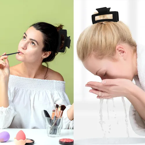 Miniatura 5 de WLLHYF Pinzas cuadradas de 3.5 pulgadas para el cabello, pasadores mate antideslizantes, horquillas de sujeción fuerte, pinzas de plátano medianas