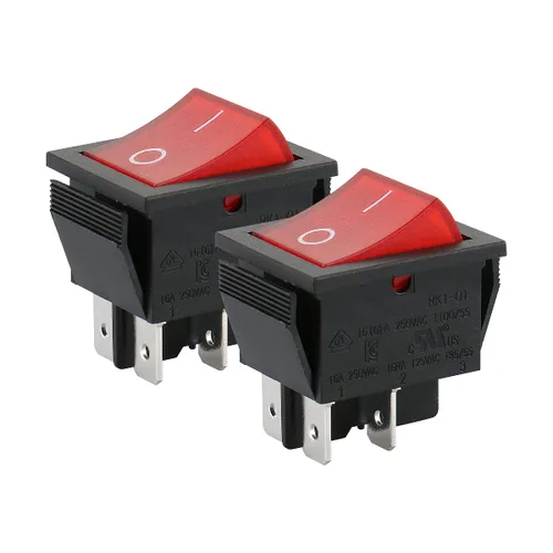 Miniatura 7 de BAOMAIN Interruptor basculante DPST, encendido/apagado de 4 pines 16A 250 V CA, interruptor de alimentación iluminado LED rojo, reconocido por UL