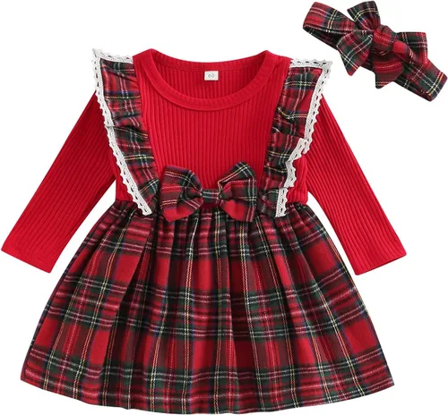 Trajes de Navidad para niñas pequeñas, vestido de manga larga, falda vintage de encaje de una pieza, vestido de fiesta de terciopelo rojo, vestido
