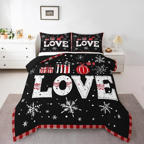 Miniatura 25 de Erosebridal Juego de edredón con gorro de Navidad, calcetines de Navidad, regalo de Navidad, decoración de ropa de cama, relleno de edredón de Feliz