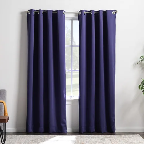 Miniatura 19 de Linenspa Juego de 2 paneles de cortinas 100% opacas, cortinas azul marino de 63 pulgadas de largo, aislamiento térmico, reducción de ruido