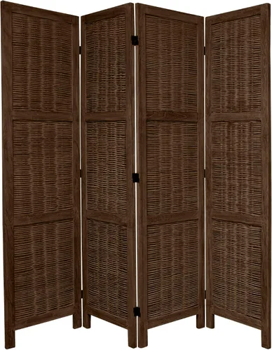 Miniatura 5 de Oriental Furniture - Divisor de habitación tejido de bambú de 5 1/2 pies de alto, color marrón quemado, 3 paneles