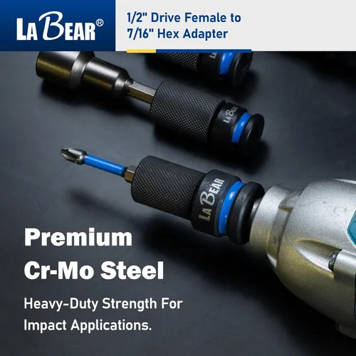 Miniatura 6 de LABEAR - Adaptador de llave de impacto, 1/2 "hembra a convertidor hexagonal de 7/16", liberación rápida, mandril de cambio rápido, adaptador
