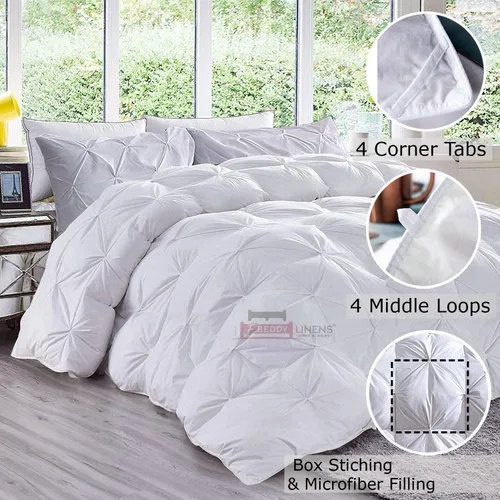 Miniatura 3 de eBeddy Linens Edredón alternativo plisado para todas las estaciones Edredón de microfibra tamaño King de 132 x 120 pulgadas, 1 edredón de Pintuck